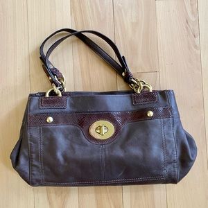 Dark Brown Leather Coach Top-Handle Satchel